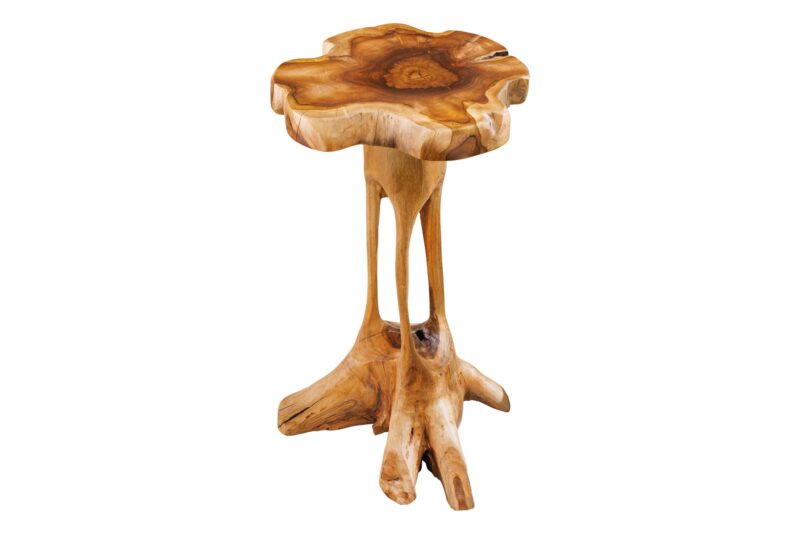 Stolik pomocniczy ROOT 70 cm – lite drewno teak / naturalna forma 44714