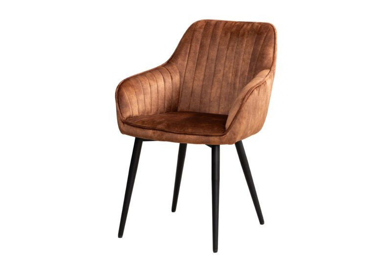 Krzesło TURIN z podłokietnikami – welur rust brown 46656