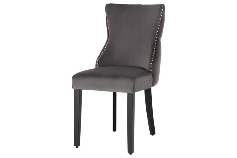Krzesło CASTLE DELUXE – welur grey, pikowanie Chesterfield 45732