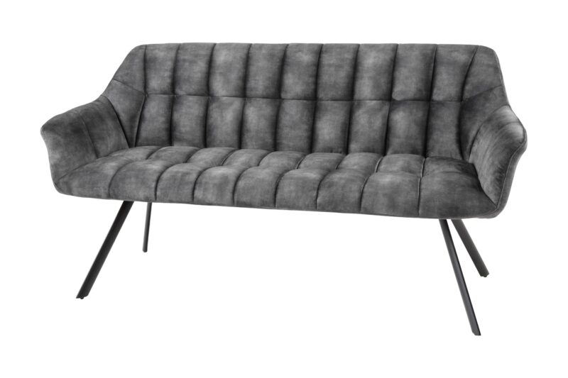 Ławka PAPILLON 165 cm – welur grey, czarne nogi 43881