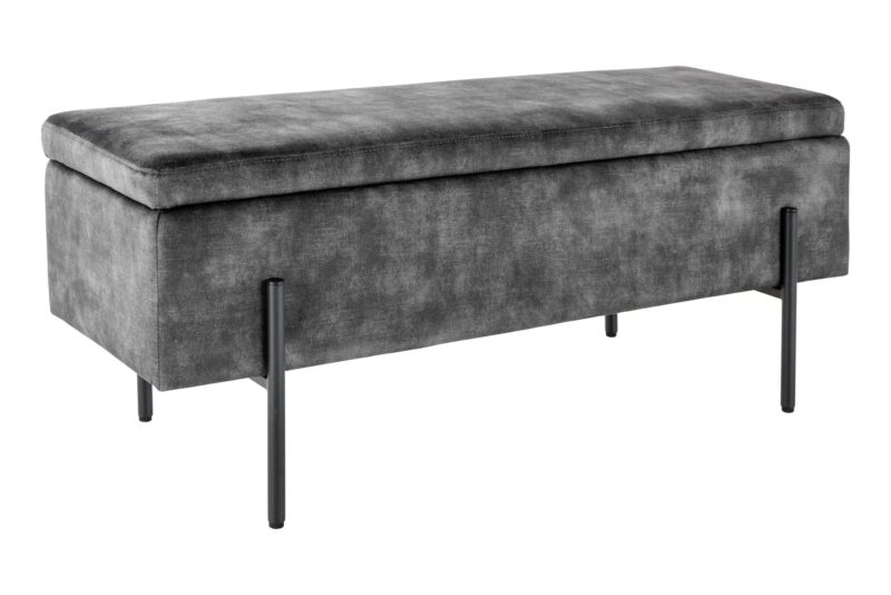 Ławka skrzynia LOFT 100 cm – welur grey, ze schowkiem 44328