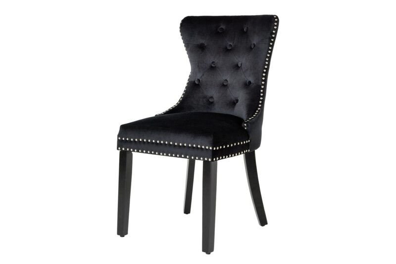 Krzesło CASTLE – welur black, uchwyt comfort, czarne nogi 44587