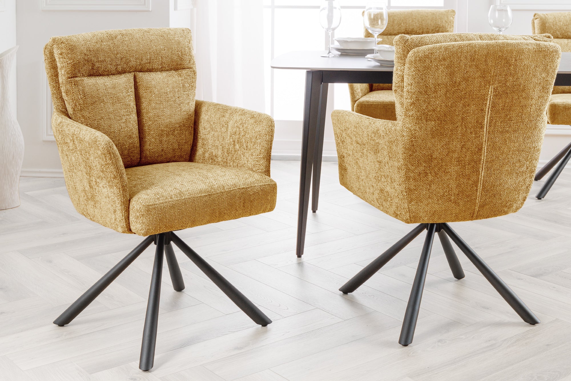 Krzesło obrotowe BIG GEORGE 360° – tkanina strukturalna mustard yellow 44437