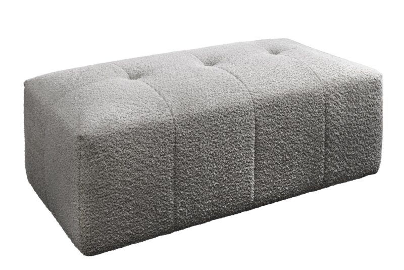 Sofa ROYAL 120 cm – szary bouclé z czarnymi nogami 44543
