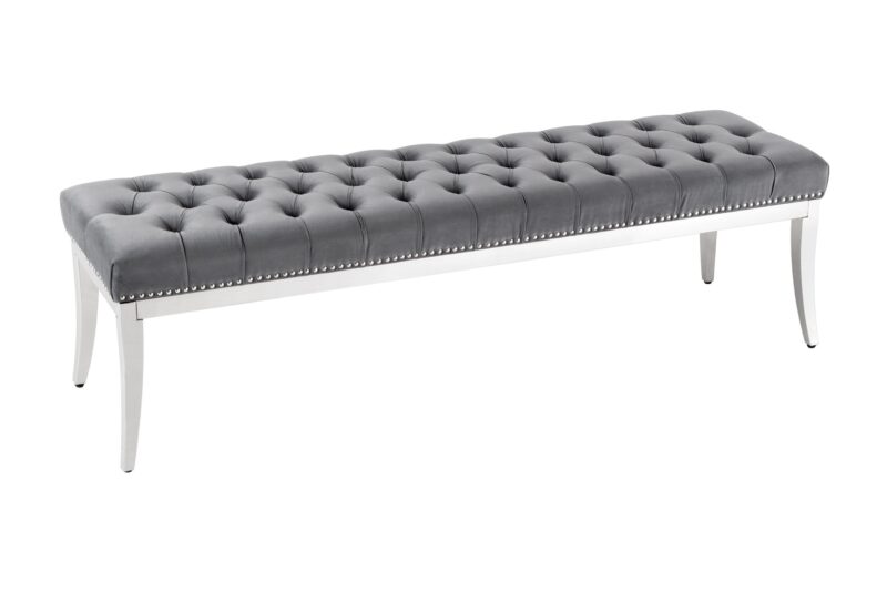 Ławka tapicerowana Chesterfield 164 cm – pikowane siedzisko, ozdobne nity 43212
