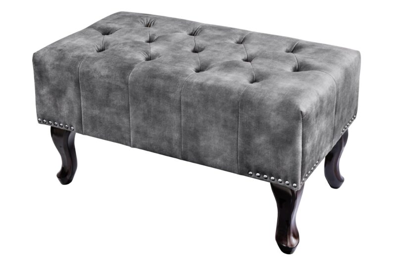 Podnóżek CHESTERFIELD – welur grey, styl antique look 43521