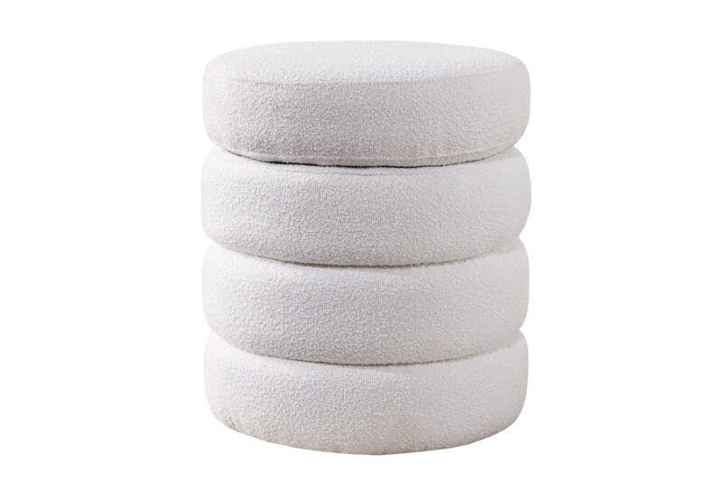 Stołek VOQUE 50 cm – tkanina bouclé creamy white, ze schowkiem 43524