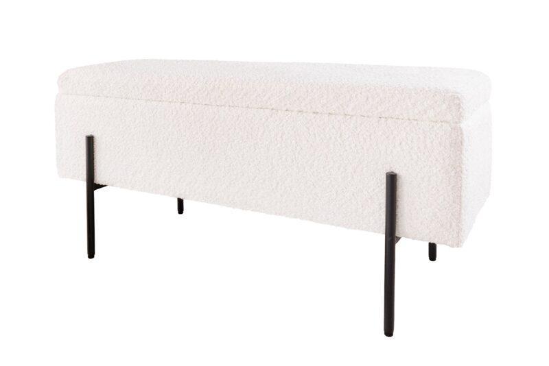 Ławka skrzynia LOFT 100 cm – tkanina bouclé white 45728