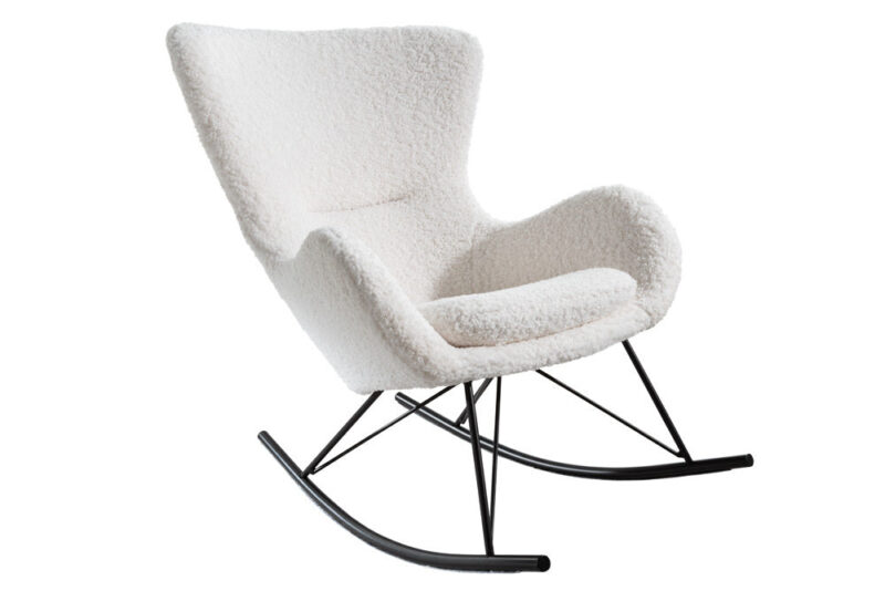 Fotel bujany SCANDINAVIA SWING – tkanina bouclé white 43139