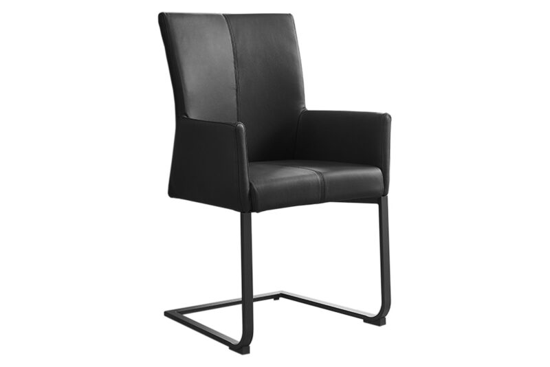 Krzesło na płozie SAMSON z podłokietnikami – skóra black 45176