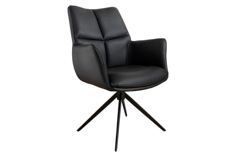 Fotel obrotowy PAPILLON 360° z podłokietnikami – skóra black 45184