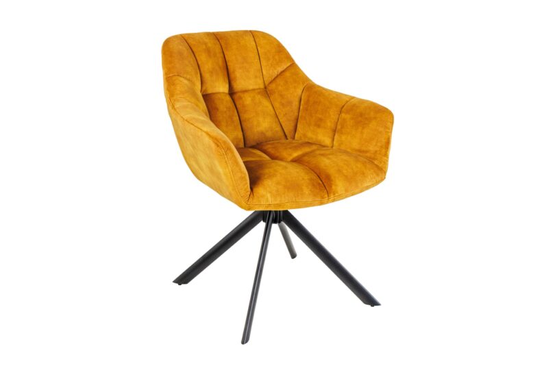 Krzesło obrotowe PAPILLON 180° – welur mustard yellow 43197