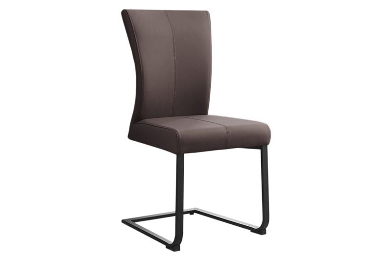 Krzesło na płozie SAMSON z podłokietnikami – skóra taupe grey 45173