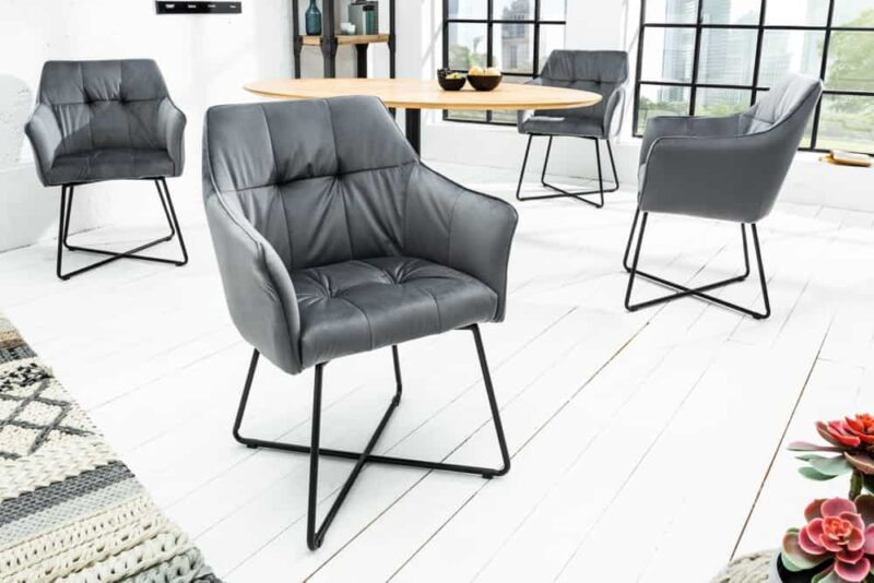 Krzesło LOFT z podłokietnikami – welur silver grey 42472