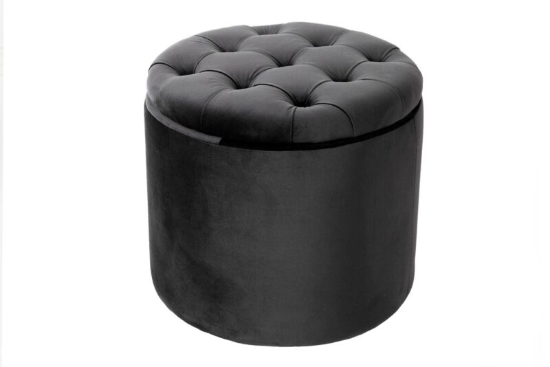 Stołek MODERN BAROCK STORAGE 50 cm – welur grey 44747
