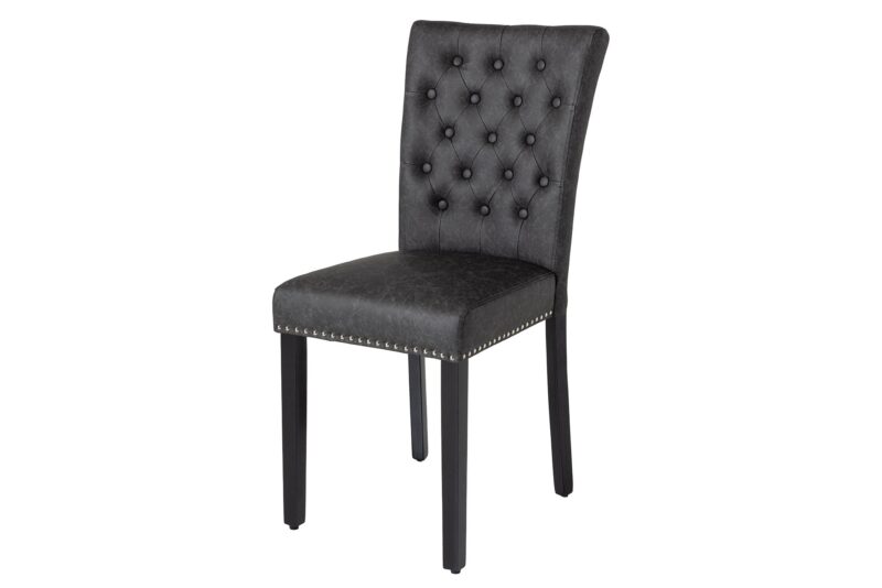 Krzesło CASTLE – ekoskóra vintage black, pikowanie Chesterfield 44588