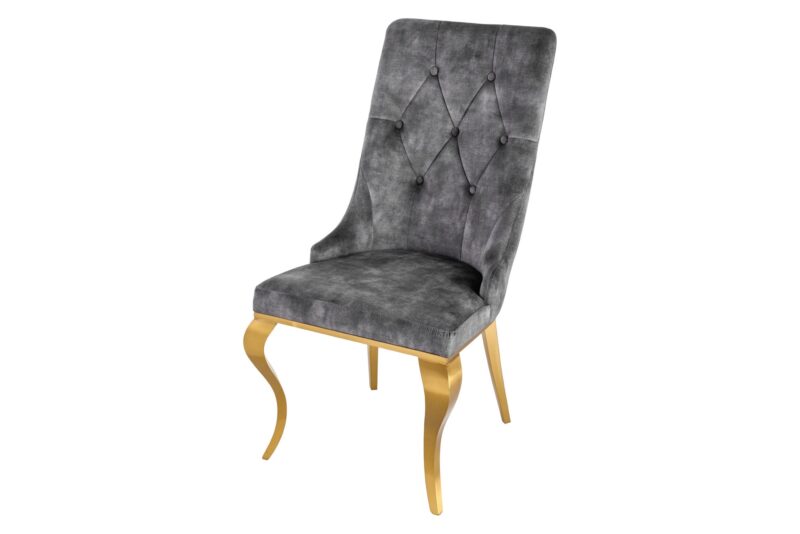 Krzesło MODERN BAROCK – welur grey, złote nogi 42318