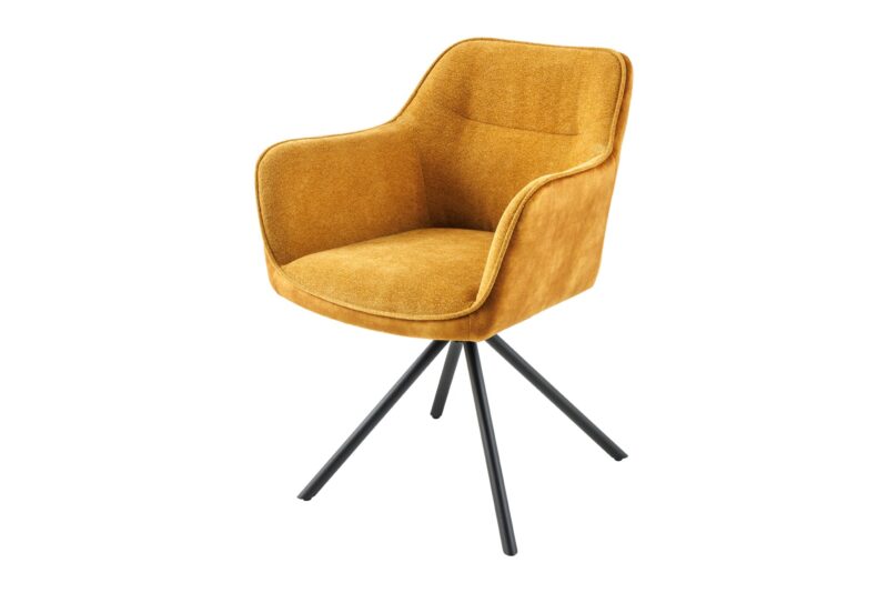 Krzesło obrotowe VERONA z podłokietnikami – welur mustard yellow 44157