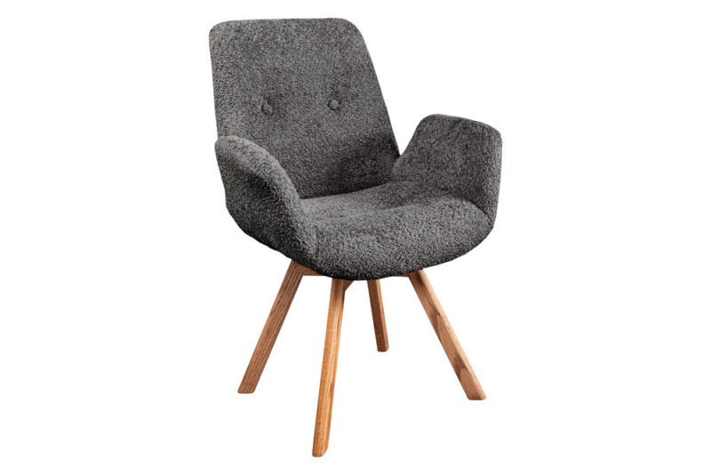 Krzesło obrotowe BALTIC 360° z podłokietnikami – bouclé dark grey 45165
