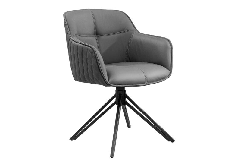 Krzesło obrotowe EUPHORIA 180° z podłokietnikami – skóra grey 45860