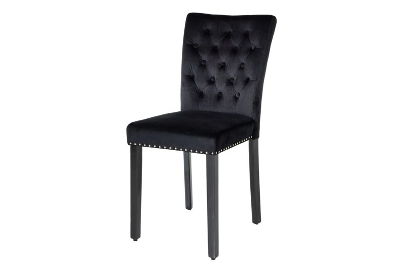 Krzesło CASTLE – welur black, pikowanie w stylu Chesterfield 44590