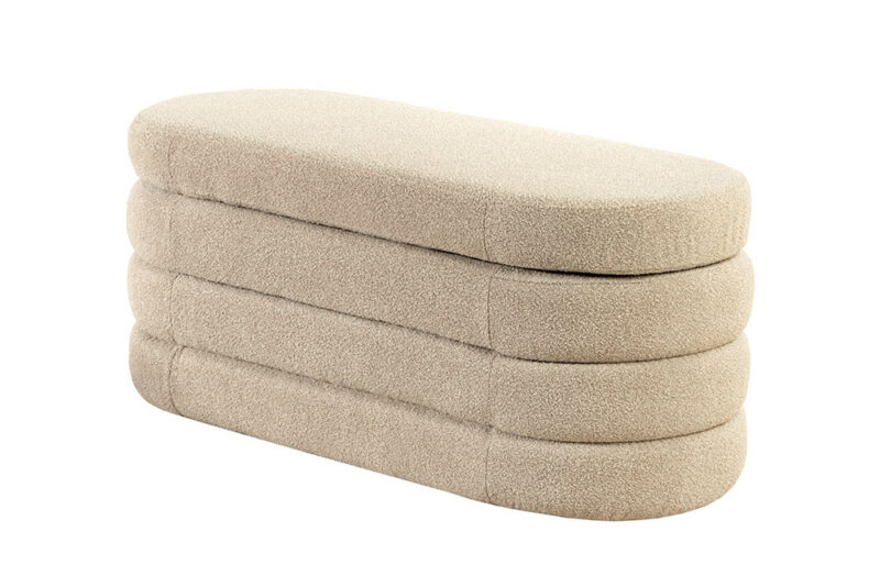 Ławka skrzynia VOQUE 115 cm – tkanina bouclé taupe 46684