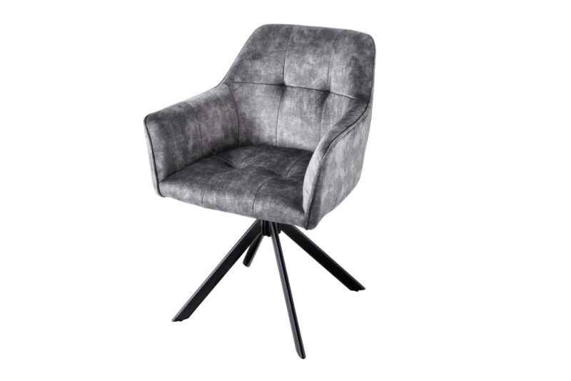 Krzesło obrotowe LOFT 180° z podłokietnikami – welur dark grey 42390