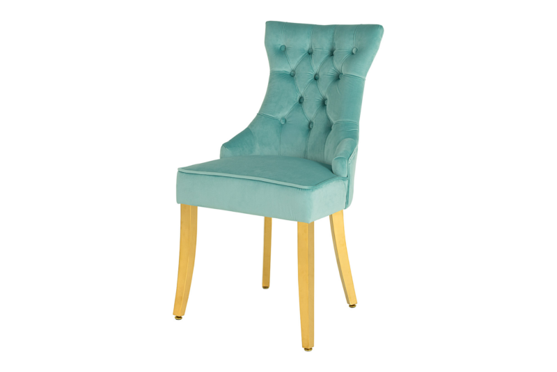 Krzesło CASTLE – welur blue, złote nogi, uchwyt comfort 45844