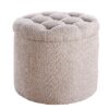 Stołek MODERN BAROCK STORAGE 50 cm – tkanina bouclé champagne 45066