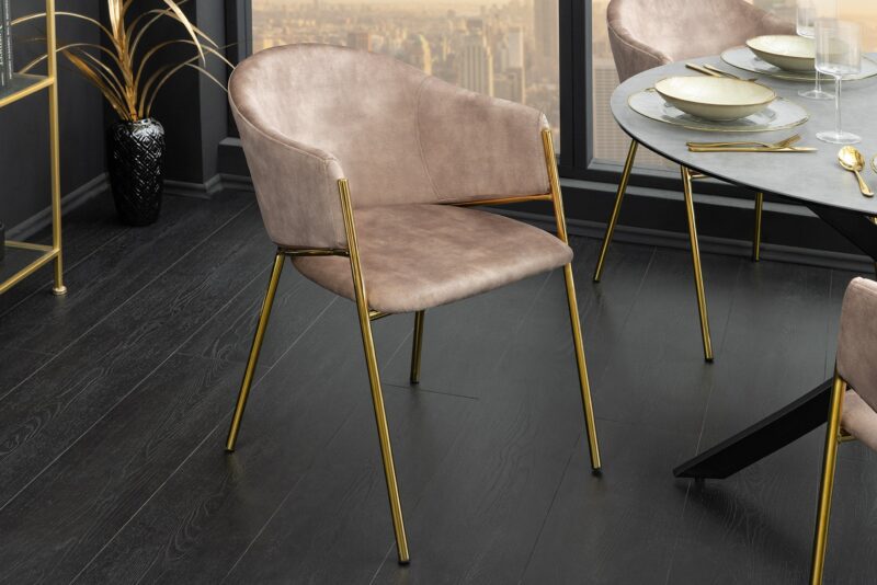 Krzesło NOBLESSE z podłokietnikami – welur champagne beige 47582