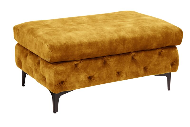 Stołek MODERN BAROCK 90 cm – welur mustard yellow, pikowanie Chesterfield 44395
