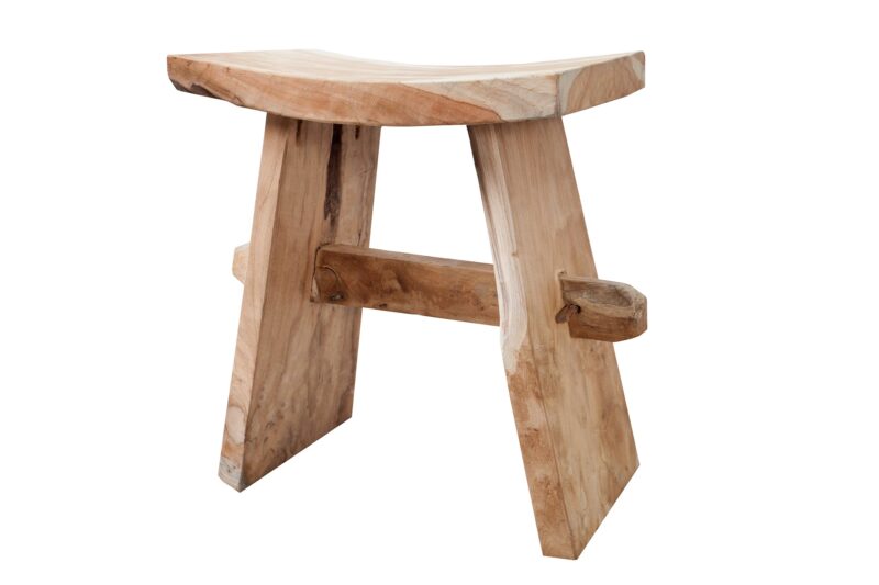 Stołek ZEN 40 cm – lite drewno tekowe naturalne 18672