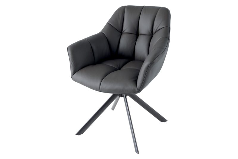 Fotel obrotowy PAPILLON 180° z podłokietnikami – skóra black 44594