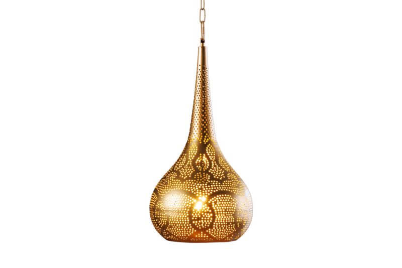 Lampa wisząca ORIENT LIVING 50 cm – złota, ręcznie wykonana z żelaza 44897