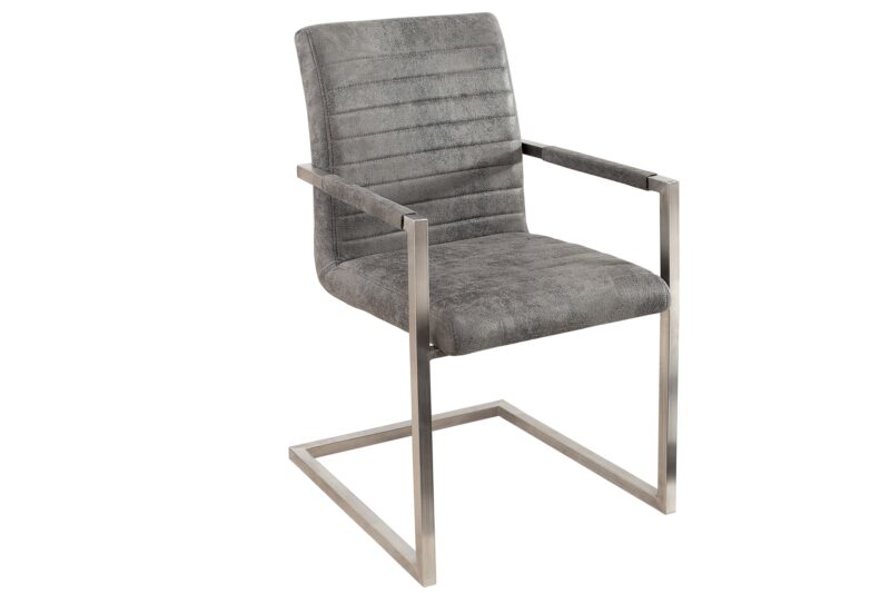 Krzesło wspornikowe LOFT z podłokietnikami – mikrofibra antique grey 37080