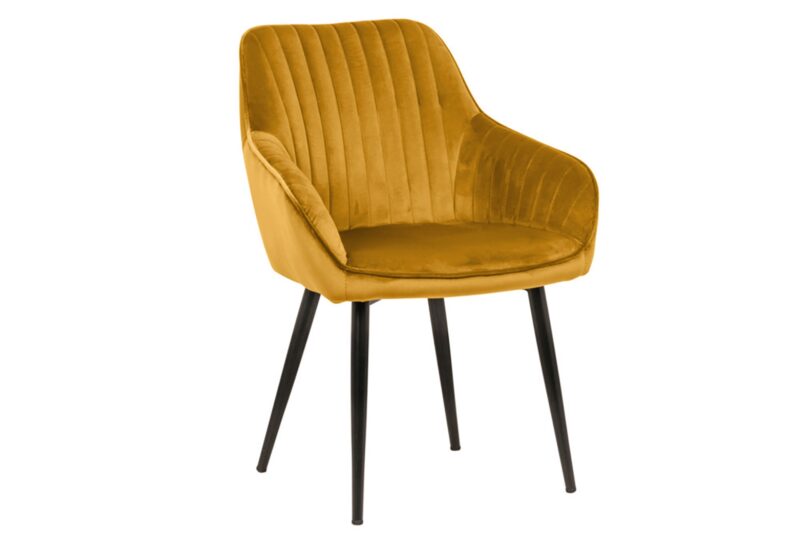 Krzesło TURIN z podłokietnikami – welur mustard yellow 39528