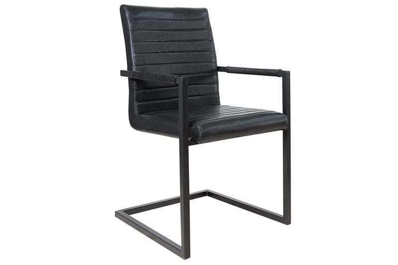Krzesło wspornikowe LOFT z podłokietnikami – skóra ekologiczna antique black 37082