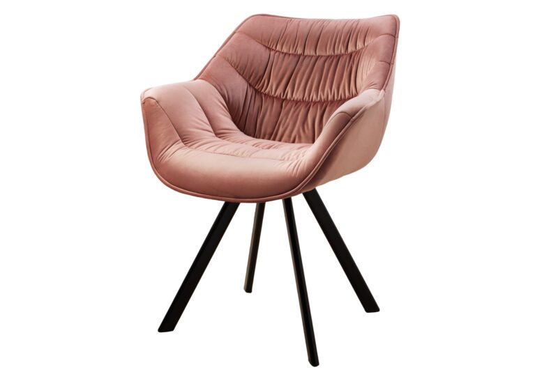 Krzesło THE DUTCH COMFORT z podłokietnikami – welur dusky pink 39476
