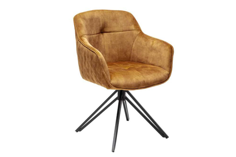 Krzesło obrotowe EUPHORIA 180° z podłokietnikami – welur mustard yellow 40260