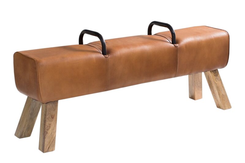 Ławka BOCK 134 cm z uchwytami – skóra naturalna light brown 38481