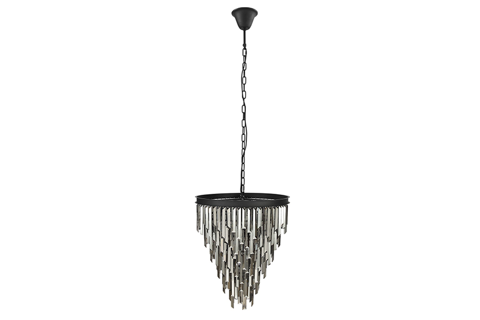 Żyrandol CRYSTAL 50 cm – czarny stelaż, szklane pryzmaty smoke 44818