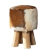 Stołek HIDE 45 cm – naturalna skóra kozia brown/white 35441