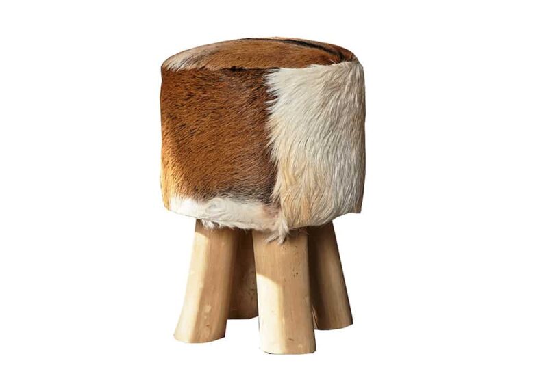 Stołek HIDE 45 cm – naturalna skóra kozia brown/white 35441