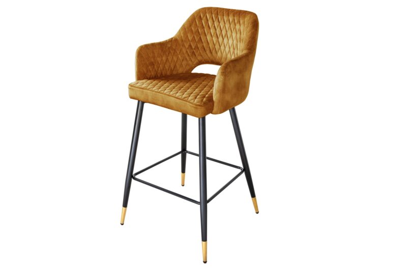 Hoker PARIS 76 cm z dekoracyjnym pikowaniem – welur mustard yellow 41516