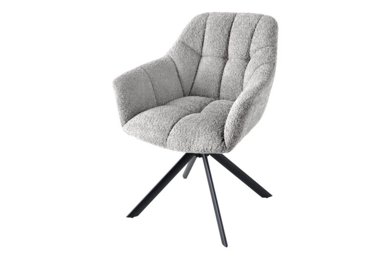 Fotel obrotowy PAPILLON 180° – tkanina bouclé grey 44593
