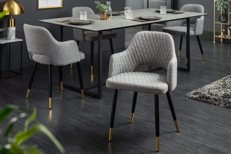 Krzesło PARIS z podłokietnikami – tkanina płasko tkana light grey 40570