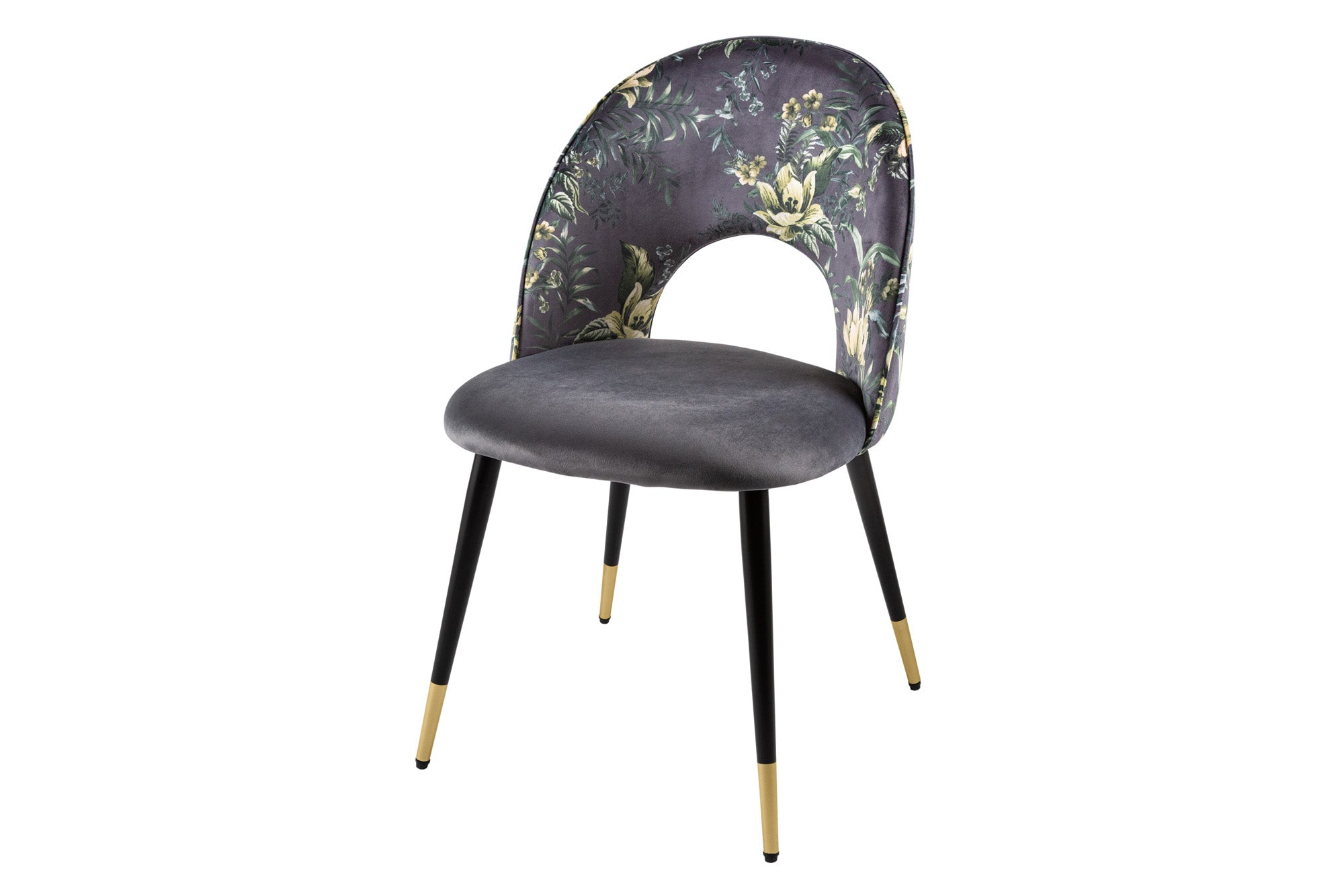 Krzesło PRÊT-À-PORTER BOUTIQUE – welur grey z motywem kwiatowym 41703 Krzesło PRÊT-À-PORTER BOUTIQUE – welur grey z motywem kwiatowym 41703