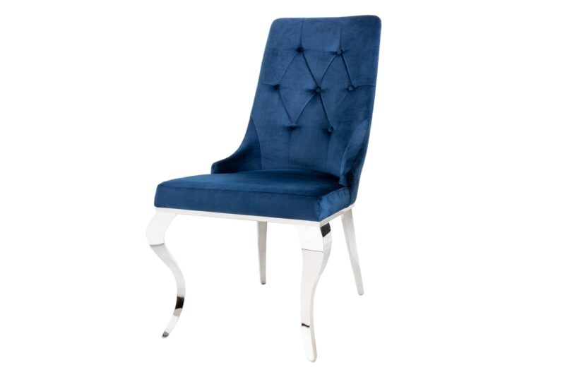 Krzesło MODERN BAROCK z uchwytem głowy lwa – welur royal blue 41505