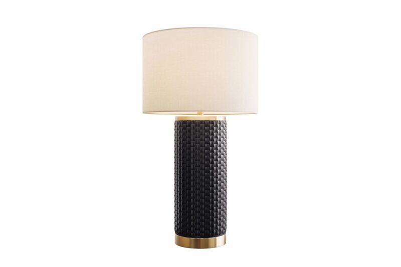 Lampa stołowa ELEGANCIA 70 cm – czarno-złota, ceramiczna podstawa 46010