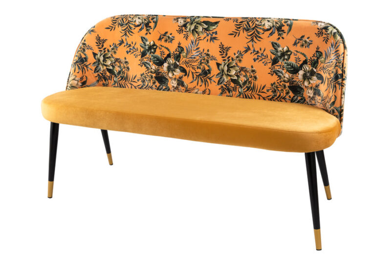 Ławka PRÊT-À-PORTER BOUTIQUE 130 cm – welur yellow z motywem kwiatowym 41705